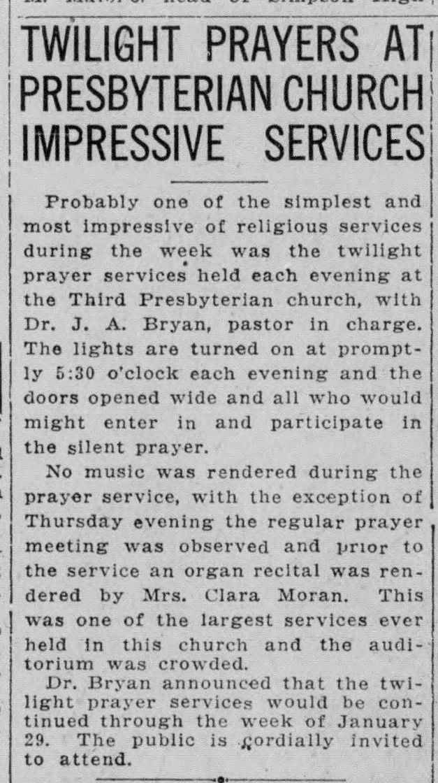 Twilight Prayers At Presbyterian Church Impressive Services